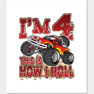 'I'm 4 This Is How I Roll' Awesome Truck Gift Posters and Art